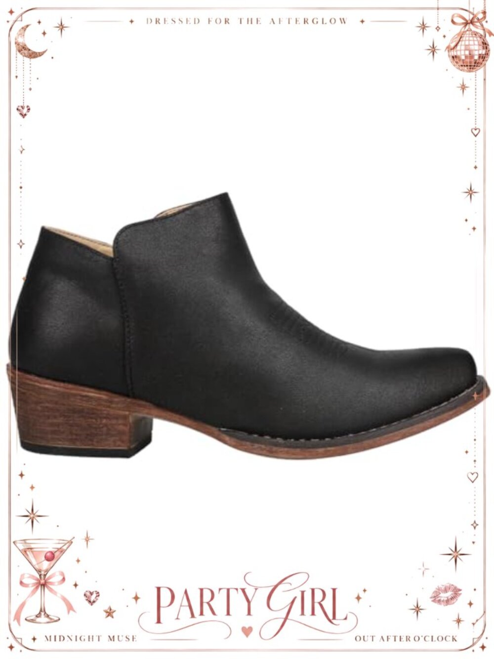 Faux Leather Snip Toe Chelsea Ankle Bootie with Side Zip